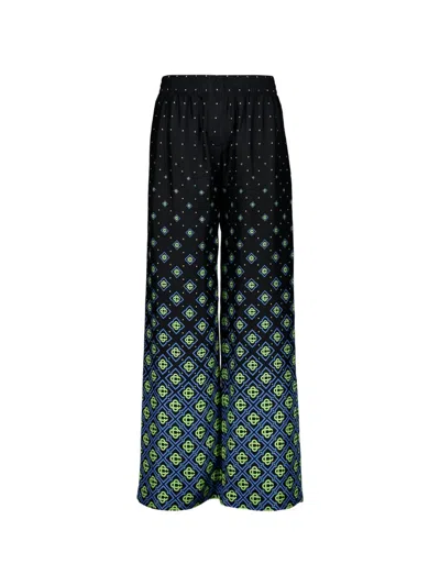 Casablanca Monogram Palazzo Pants In Blue