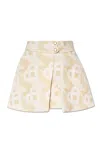 CASABLANCA MONOGRAM-PATTERN FRONT SLIT MINI SKIRT