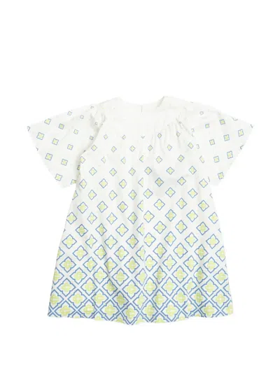 Casablanca Kids' Monogram-pattern Short-sleeve Dress In White