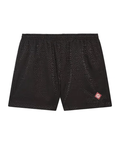 Casablanca Monogram Jacquard Swim Shorts And Pockets In Black