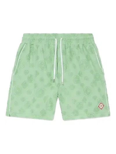 Casablanca Monogram-pattern Track Shorts In Green