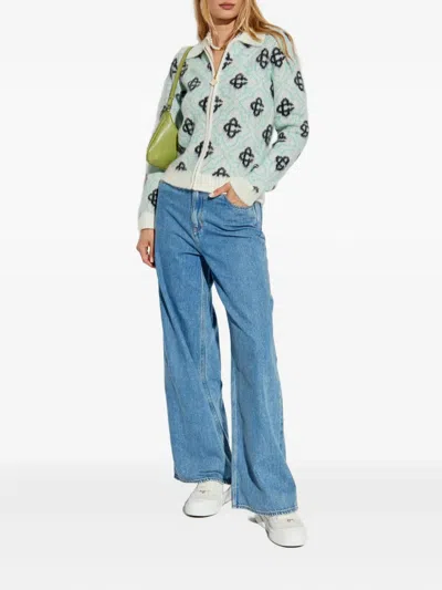 Casablanca Monogram-pattern Zip-up Cardigan In Multi