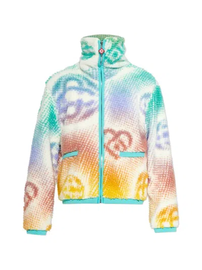 Casablanca Monogram-pattern Zip-up Jacket In Blue