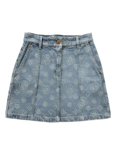 Casablanca Monogram-patterned Skirt In Blue