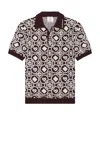 Casablanca Mens Aubergine Embroidered-logo Monogram Cotton Polo Shirt In Burgundy