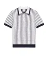 Casablanca White Polo With Classic Collar And All-over Logo Motif In Cotton Man In Navy