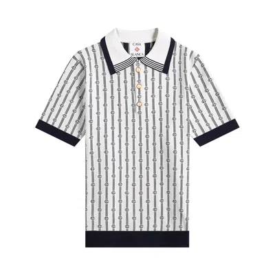 Pre-owned Casablanca Monogram Polo 'navy' | Blue | Men's Size L