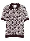 Casablanca Mens Aubergine Embroidered-logo Monogram Cotton Polo Shirt In Neutral