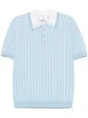 Casablanca Light Blue Polo With Classic Collar And All-over Logo Motif In Cotton Man In Blue