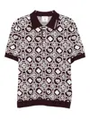 Casablanca Monogram Knit Short-sleeved Polo T-shirt In Black