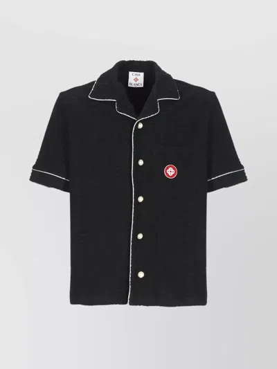 CASABLANCA MONOGRAM PRINT COTTON SHIRT PIPING