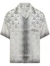 Casablanca Gradient Heart Monogram Bowling Shirt In Grey