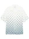 Casablanca Mens Monogram Short-sleeves Linen Shirt Degrade Monogram In White