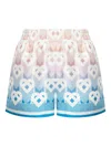 Casablanca Women Gradient Heart Monogram Silk Shorts In Blue