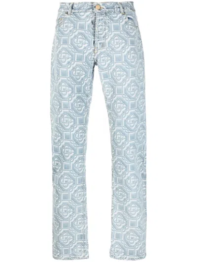 Casablanca Monogram-print Straight-leg Jeans In Bleachclmn