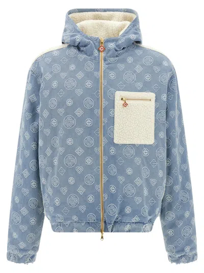 Casablanca Monogram Reversible Jacket Puffer Jackets Multicolor In Blue