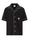 Casablanca Black Shirt With Classic Lapels And All-over Embossed Monogram In Black