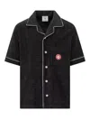 Casablanca Black Shirt With Classic Lapels And All-over Embossed Monogram In Black