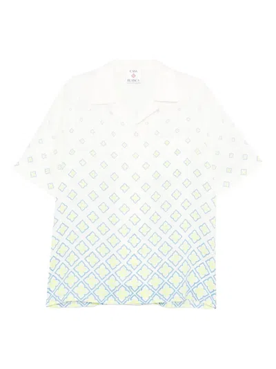 Casablanca Elegant Linen Short Sleeve Shirt For Men In White