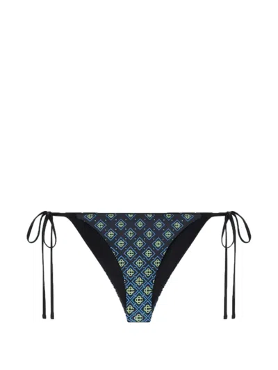 Casablanca Monogram Side-tie Bikini Bottom In Multi
