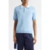 Casablanca Light Blue Polo With Classic Collar And All-over Logo Motif In Cotton Man In Blue
