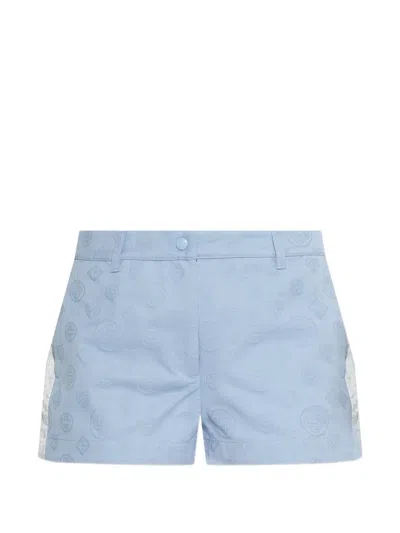 Casablanca Monogram Stripe Shorts In Blue