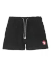 Casablanca Monogram Textured Elastic Waist Drawstring Shorts In Black