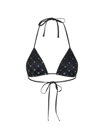 Casablanca Monogram Tie Triangle Bikini Top In Black