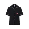 Casablanca Black Shirt With Classic Lapels And All-over Embossed Monogram In Black