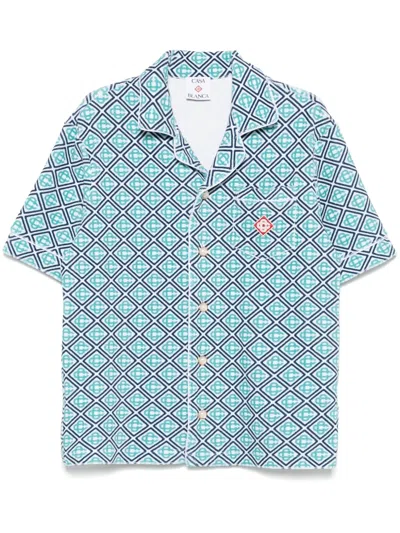 Casablanca Mens Towelling Monogram Stretch-cotton Blend Shirt