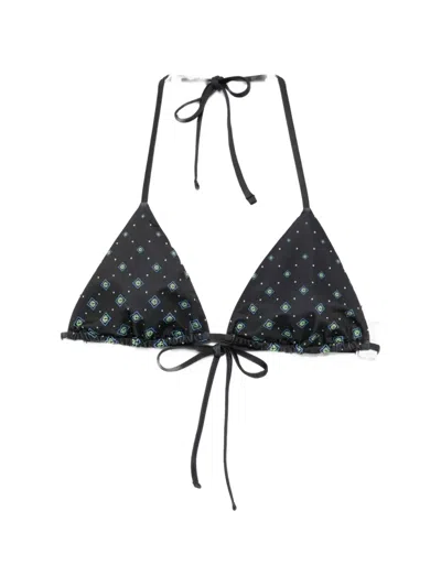 Casablanca Monogram Triangle Bikini Top In Black