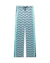 Casablanca Monogram Wave Silk Trousers In Blue