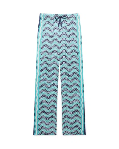 Casablanca Monogram Wave Silk Trousers In Blue