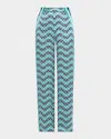 Casablanca Monogram Wavy-print Silk Straight-leg Trousers