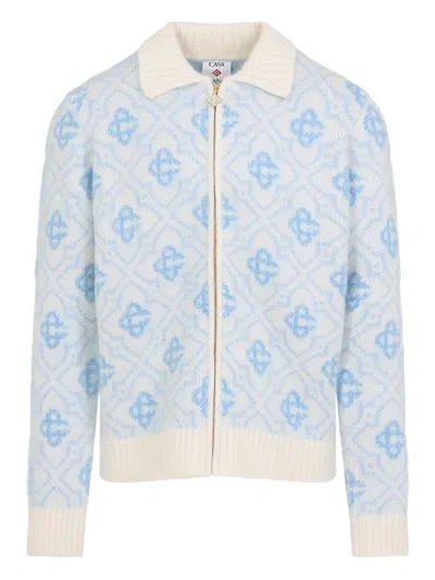 Casablanca Refined Wool Blend Sweatshirt With Classic Collar In Multi