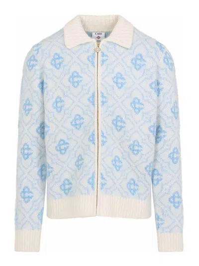 CASABLANCA MONOGRAM ZIP UP SWEATER