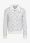 Casablanca Silver Monogram Zip Up Sweatshirt Men In White