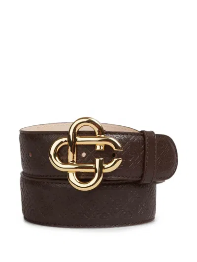 Casablanca Monogram-embossed Calf Leather Belt In Brown