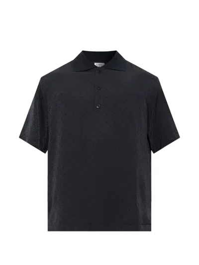 Casablanca Knit Collar Short Sleeve Polo For Men In Black