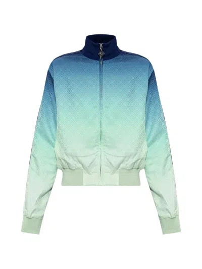 Casablanca Monogram-jacquard Zip-up Sweatshirt In Multi