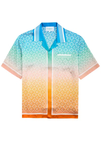 Casablanca Short Sleeved Shirt With Cuban Collar In Multicoloured 1