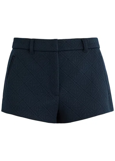 Casablanca Monogrammed-jacquard Woven Shorts In Navy