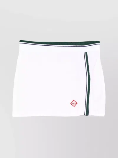 Casablanca Monogrammed Miniskirt With Ribbed Side Slit In White