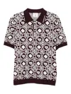 Casablanca Monogram Knit Short-sleeved Polo T-shirt In Burgundy