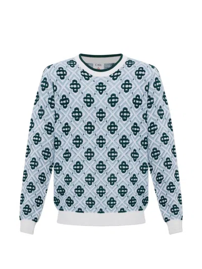 Casablanca Monogram-pattern Wool Sweater In Blue