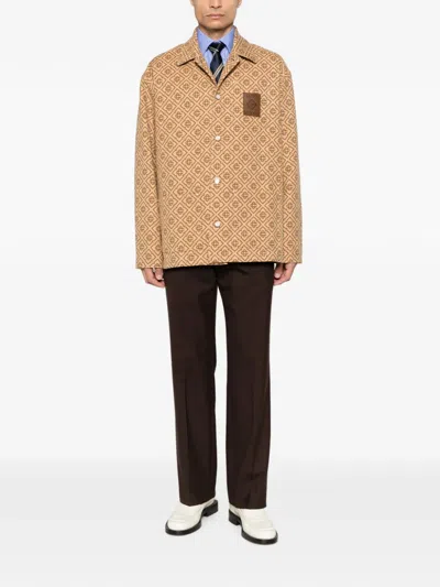 Casablanca Monogram-print Logo-patch Jacket In 브라운