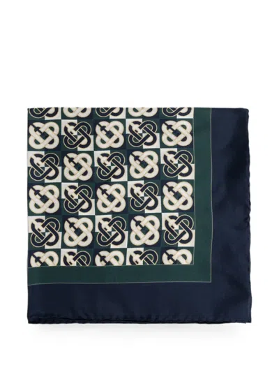 Casablanca Monogram-print Silk Scarf In Green