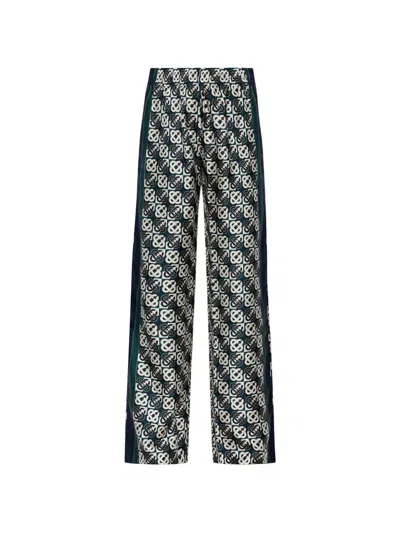Casablanca Monogram-print Silk Trousers In Multi