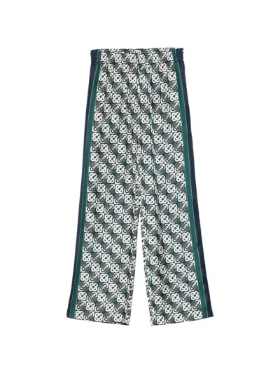 Casablanca Monogram-print Wide-leg Trousers In Green