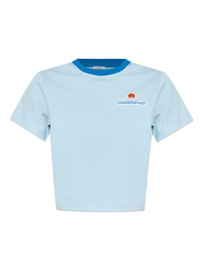 Casablanca Montagne Contrasting-trim Cropped T-shirt
